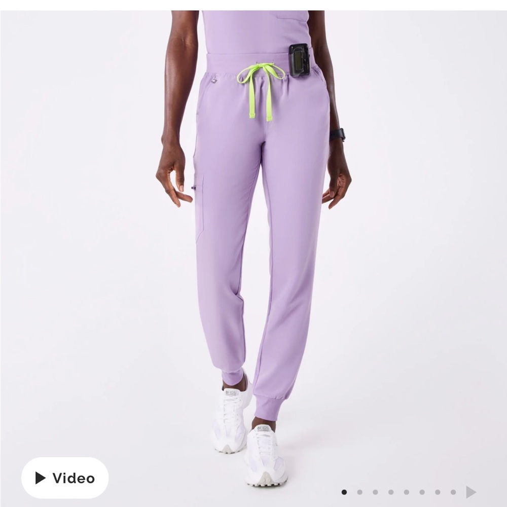 Figs Lilac Jogger Pants with Neon Accents Zamora joggers lavender dew